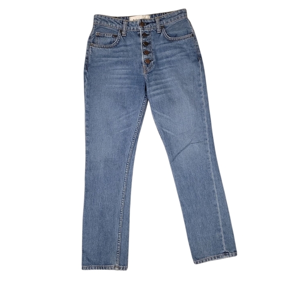 Reformation Petite Mid Rise Button Fly Jeans Baltic Wash Blue Women's Size 24 - Picture 1 of 12